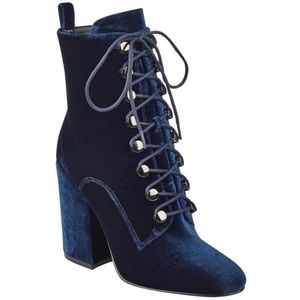 Kendall and Kylie blue velvet booties